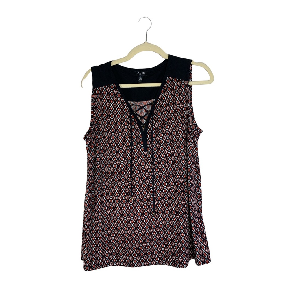 Jones New York Lace Up Sleeveless Top, Size Large